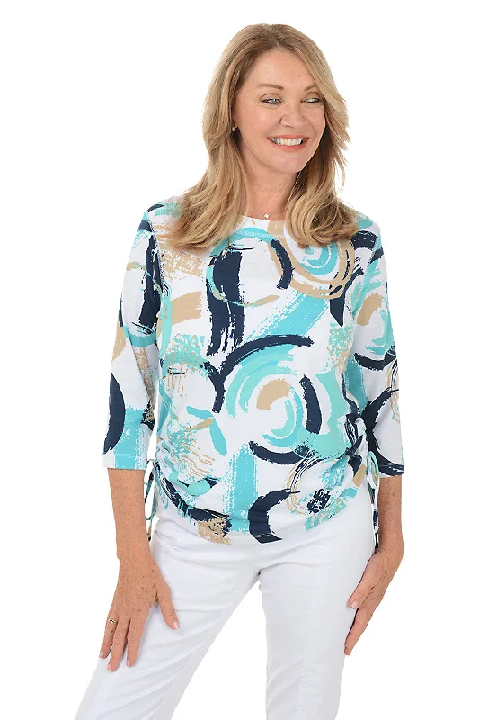 Exclusive Deals Just for You!Jade Painted Loops Side Shirred Knit Top