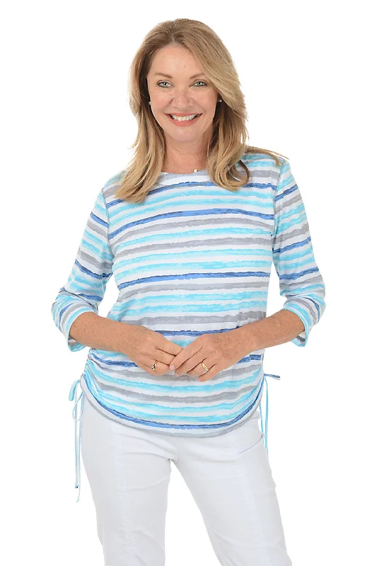 Limited Stock Available!Earl Grey Stripe Side Shirred Top