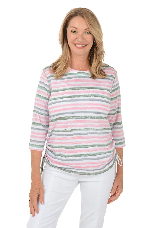 Shop Today, Save Tomorrow!Flower Secret Stripe Side Shirred Top