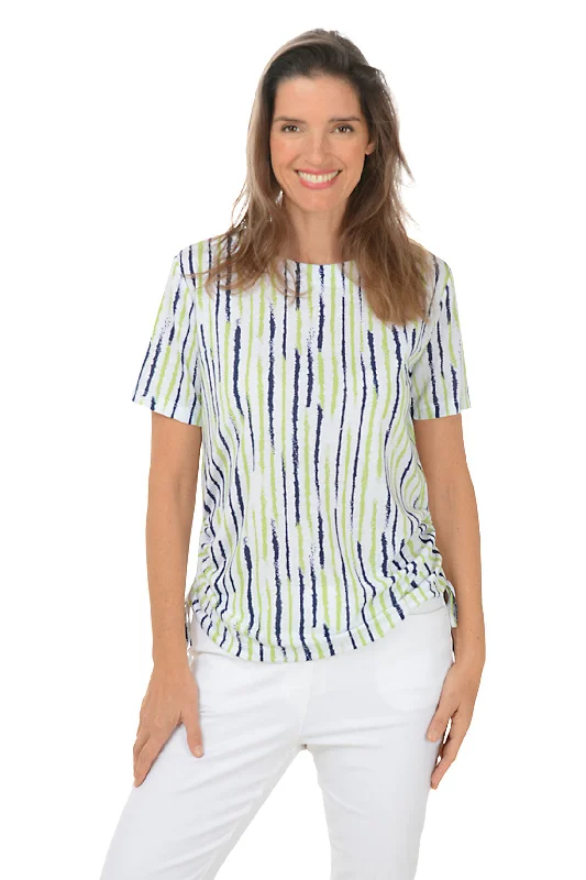 Snag the Best Prices Now!Aloe Vera Sketched Stripe Short Sleeve Top