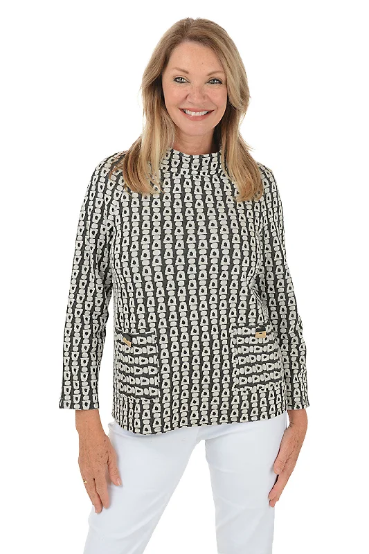 Limited Deals, Unlimited Savings!Jacquard Double Pocket Raglan Sleeve Top