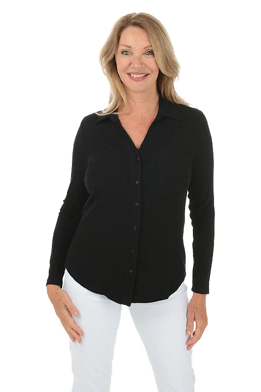 Shop the Hottest Deals!Solid Ribbed Button-Front Top