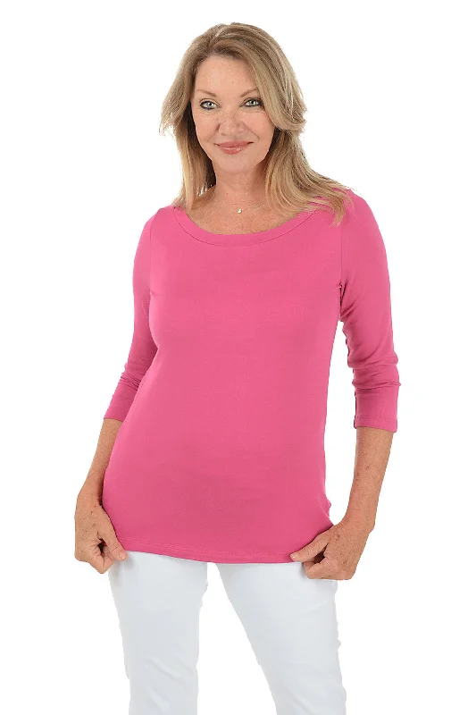 Score Huge Discounts Today!Solid French Terry 3/4 Sleeve Top
