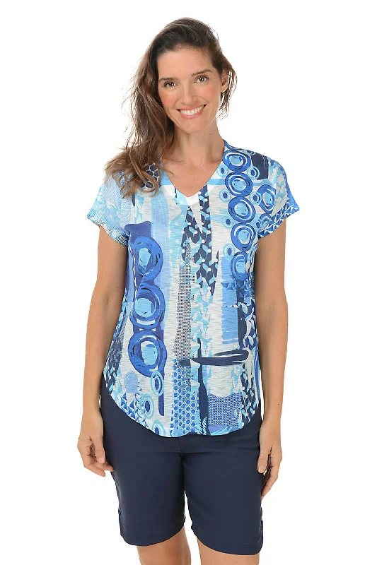 Biggest Sale of the Season!Petite Ocean Blue Short Sleeve Slub Knit Top