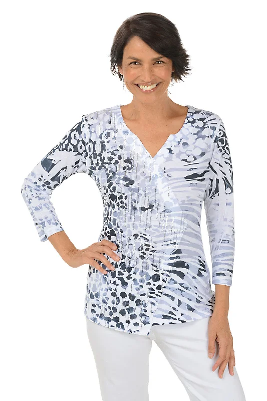 Exclusive Deals Just for You!Leopard Sequined Surplice Knit Top