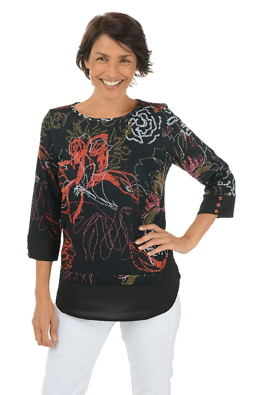 Hottest Discounts of the Year!Rose Petals Chiffon Hem Knit Top