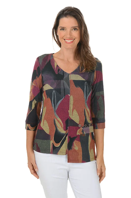 Upgrade for Less!Autumn Triple Button Stepped Hem Top