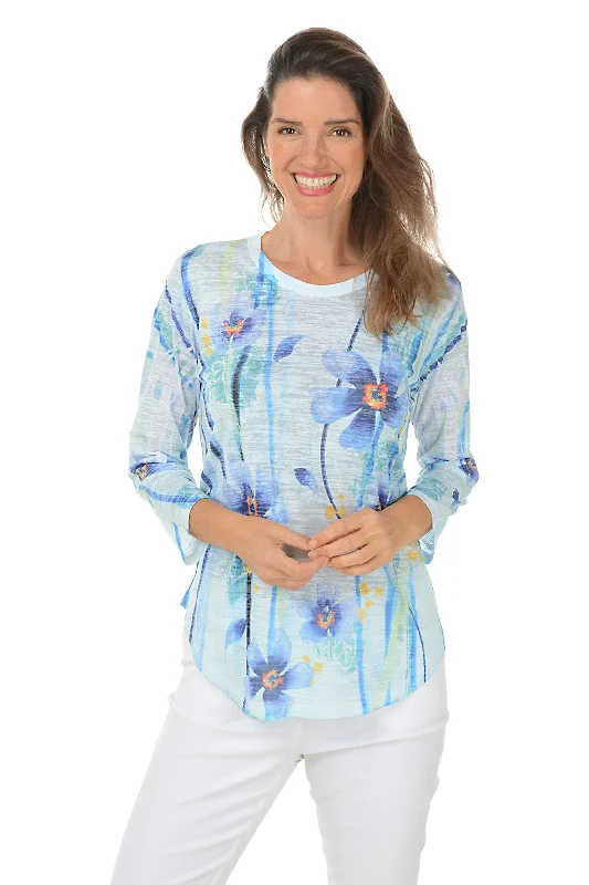 Crazy Discounts Inside!Bluebell Curved Hem Burnout Knit Top