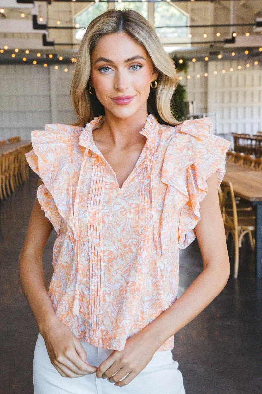 Best Deals Just for You!Athena Tie Neck Top, Blue Orange
