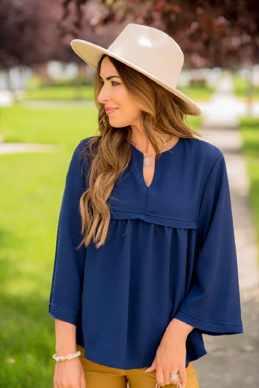 Unmissable Offers Await!Bell Sleeve Peplum V Blouse