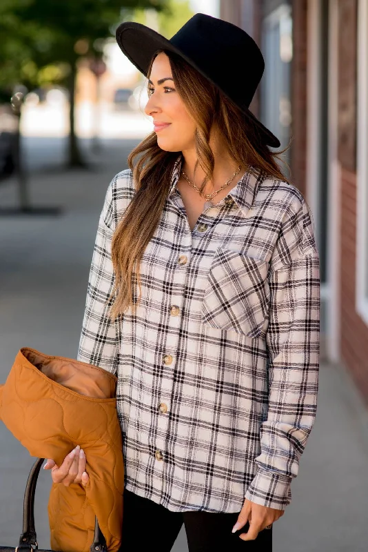Unmissable Offers Await!Black & White Plaid Button Up