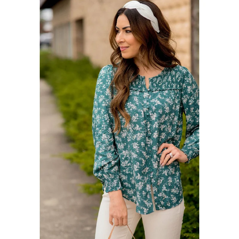 Only a Few Left – Order Now!Blossom Cinched Button Accent Blouse