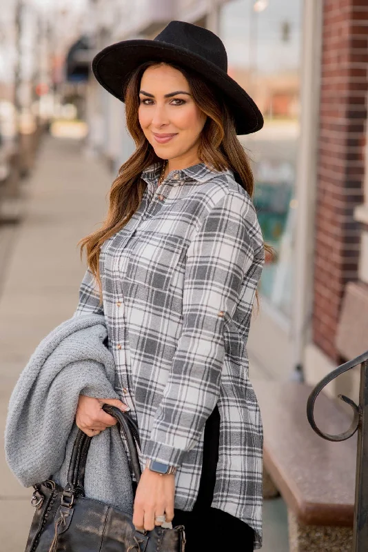 Stock Up and Save!Grey Plaid Shirt