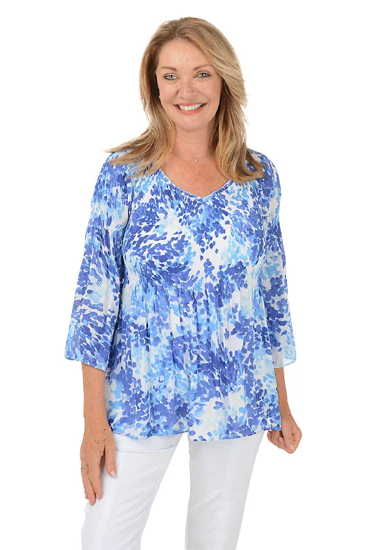 Don’t Wait – Shop Today!Raindrops Ruffle V-Neck Pleated Blouse
