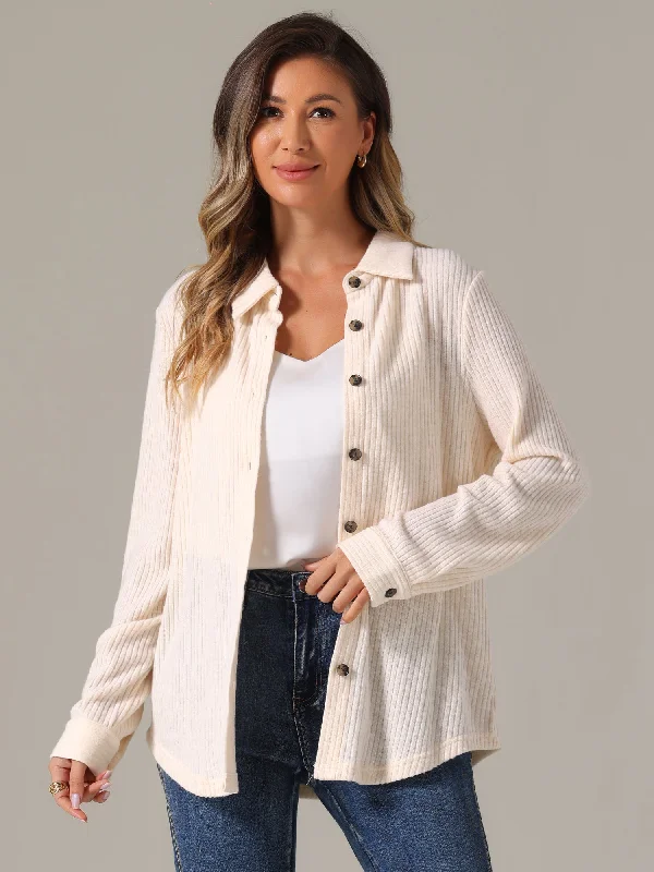 Grab Yours Before It’s Too Late!Knitted Textured Long Sleeves Button Down Shirts