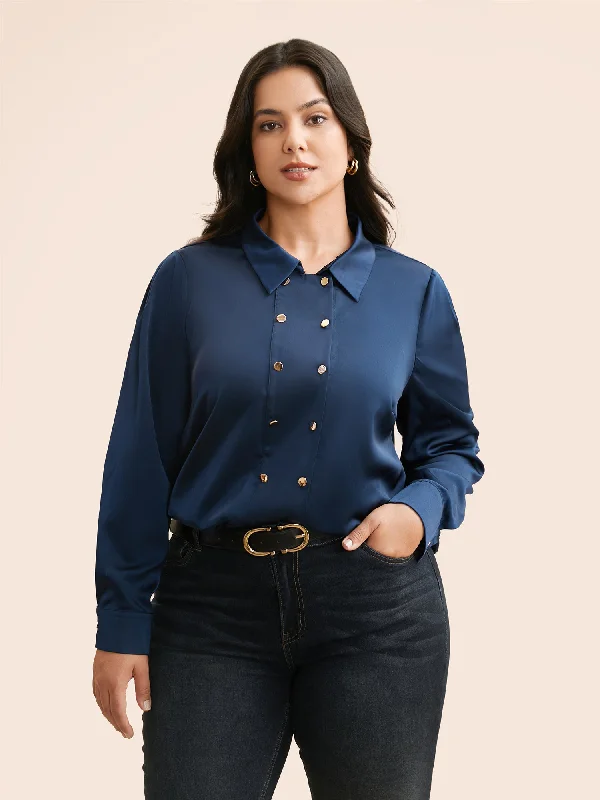 Mega Sale Happening Now!Shirt Collar Metal Detail Blouse