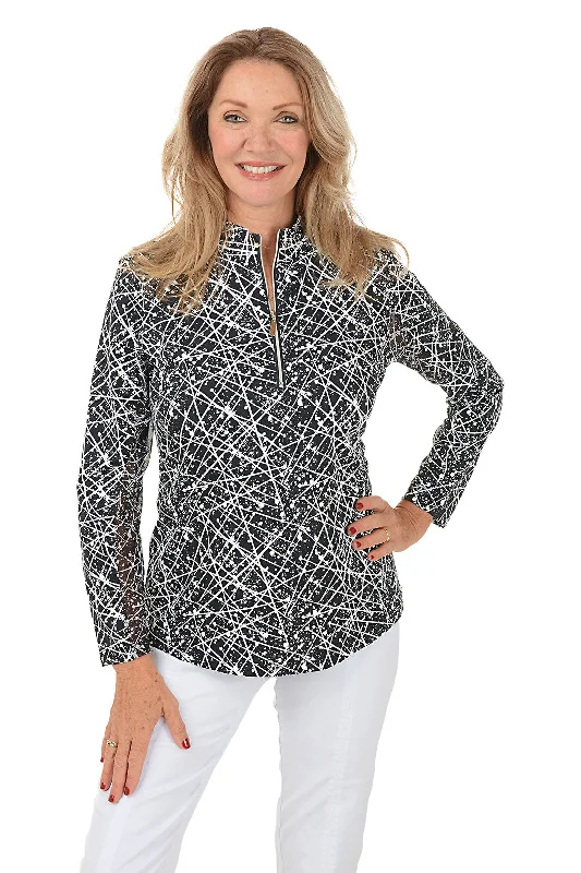 Don’t Wait – Shop Today!Scribble Splatter Cooling UPF50+ Mock Neck Top