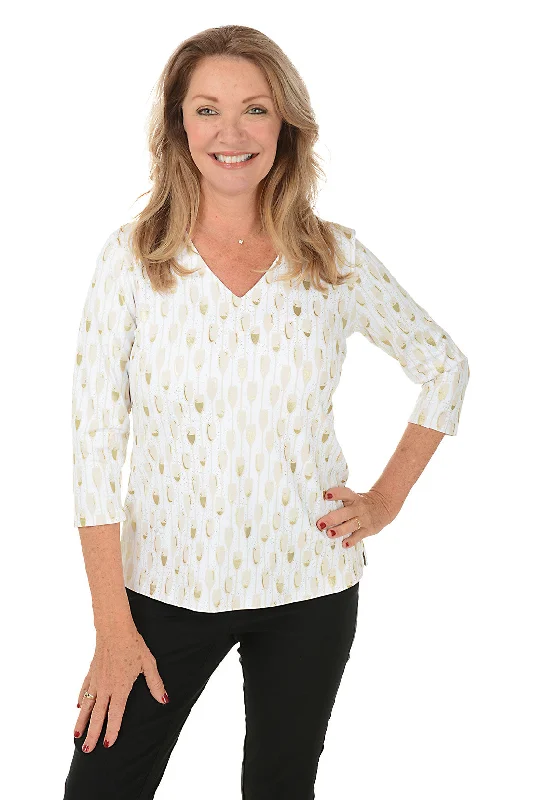 Today’s Deals, Tomorrow’s Regrets!Gold Champagne Flutes Classic UPF50+ V-Neck Top