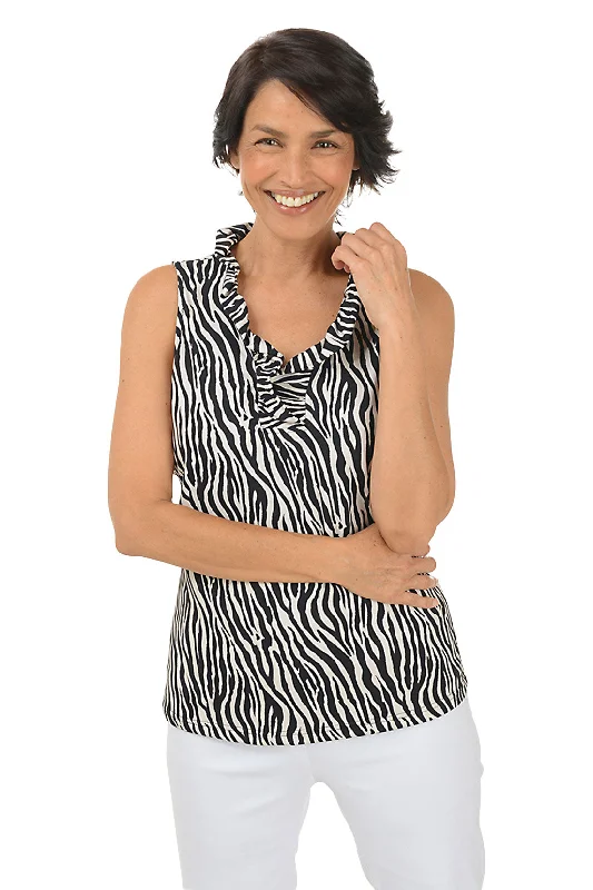 Your Favorite Sale is Back!Bold Zebra UPF50+ Ruffle Sleeveless Top