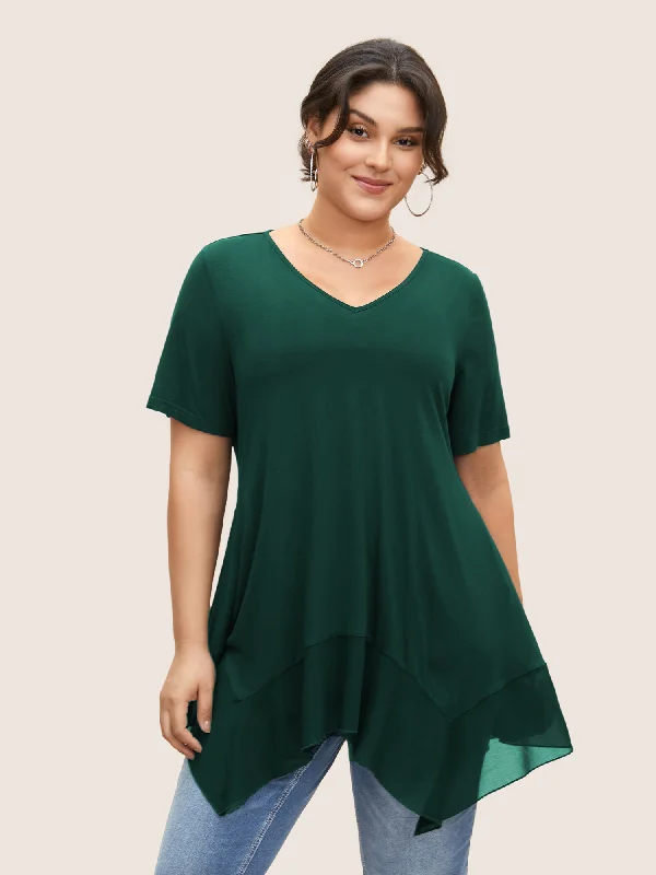 Buy One, Get One Free!Supersoft Essentials Patchwork Mesh Hanky Hem T-shirt