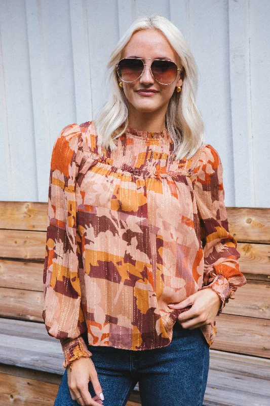 Shop the Hottest Deals!Urban Nights Abstract Blouse, Brown Multi