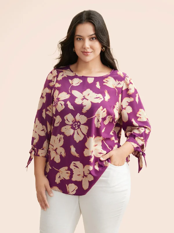 Price Drops You’ll Love!V Neck Tie Knot Gathered Blouse