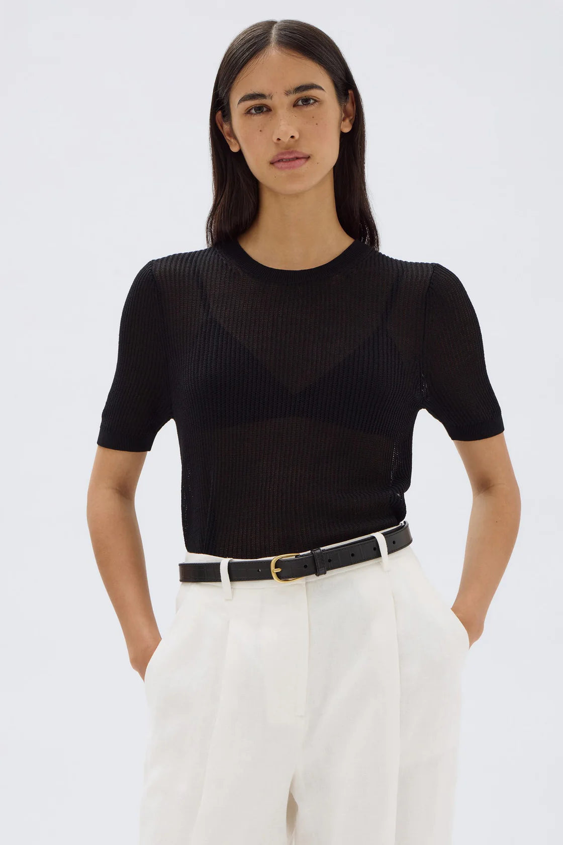Grab Yours Before It’s Too Late!Belle Knit Short Sleeve Tee - Black