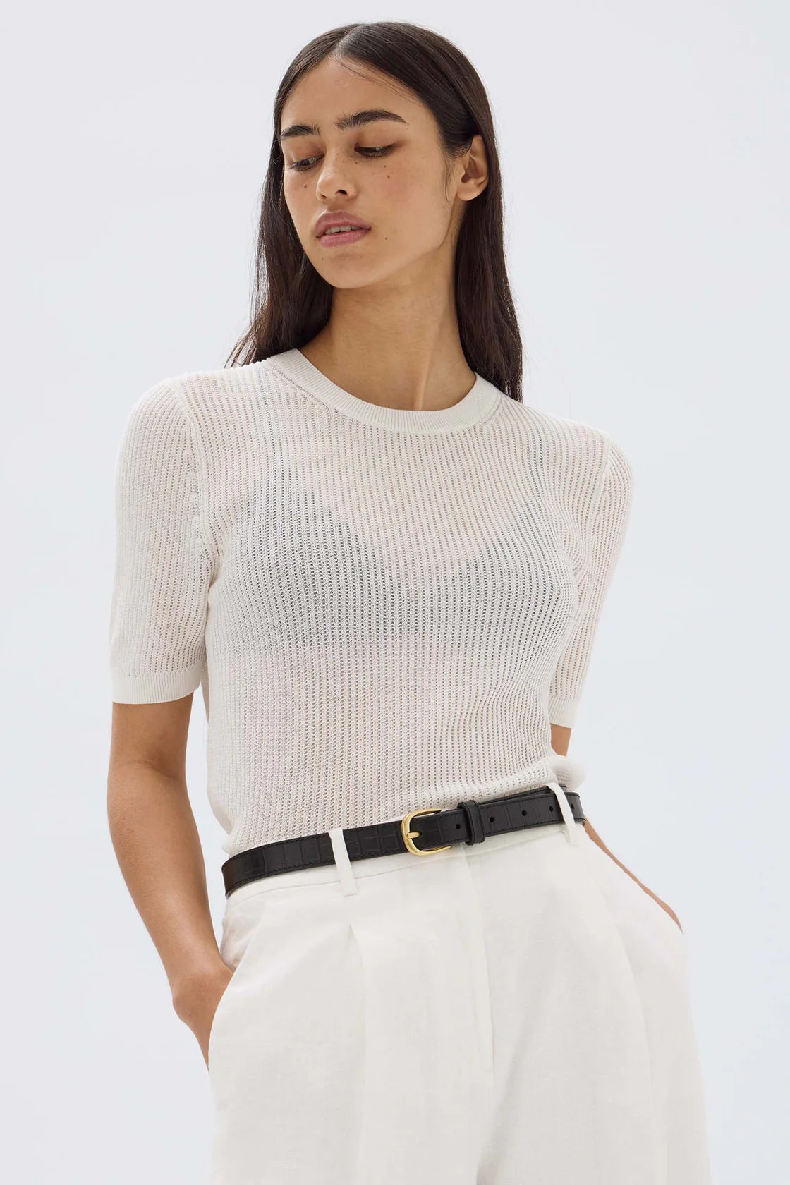 Savings You Can’t Ignore!Belle Knit Short Sleeve Tee - Cream