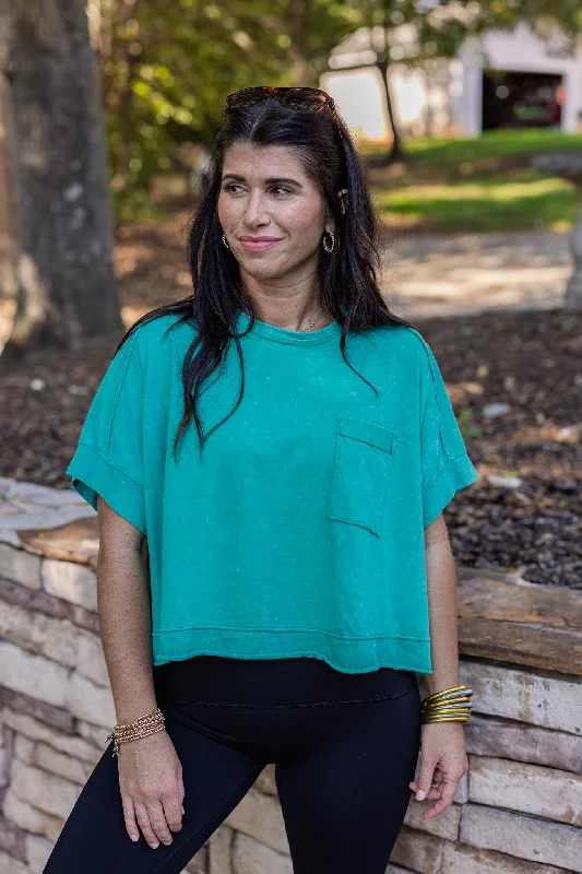 Save More Than Ever!Easy Does It Green Crop Tee