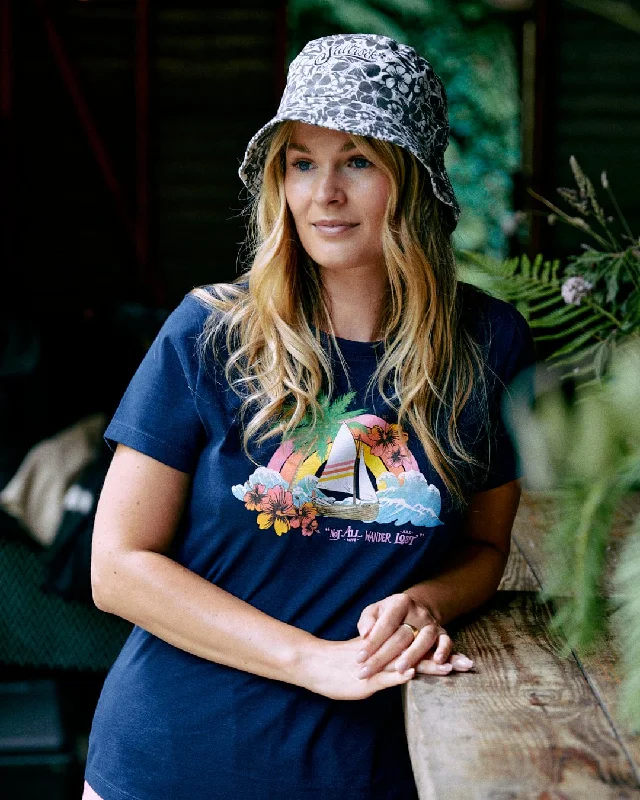 Save More When You Shop More!Floral Lost Ships - Womens T-Shirt - Blue