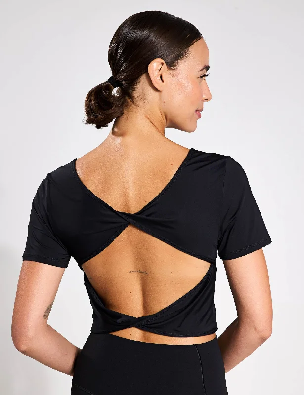 Shop Smart, Save Big!One Classic Dri-FIT Short-Sleeve Cropped Twist Top - Black/White
