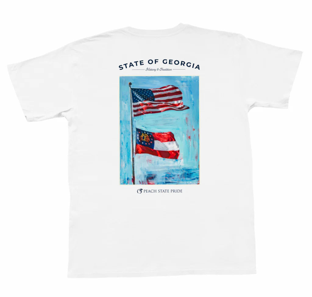More Discounts, More Joy!Peach State Pride Flags Over Georgia T Shirt