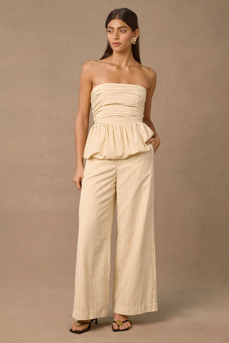 Buy One, Get One Free!Radiance Bubble Hem Top - Wheat Stripe