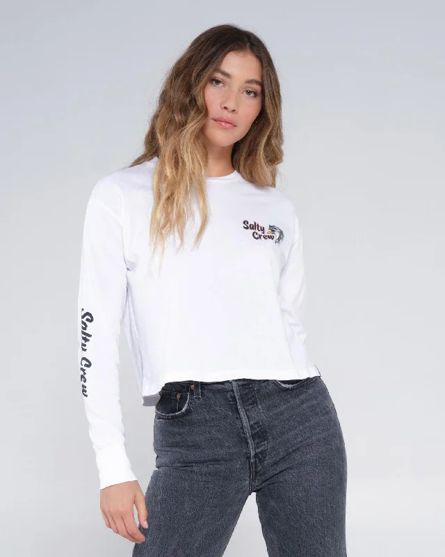 Get More for Less!Fish N Chips L/S Crop Tee - White