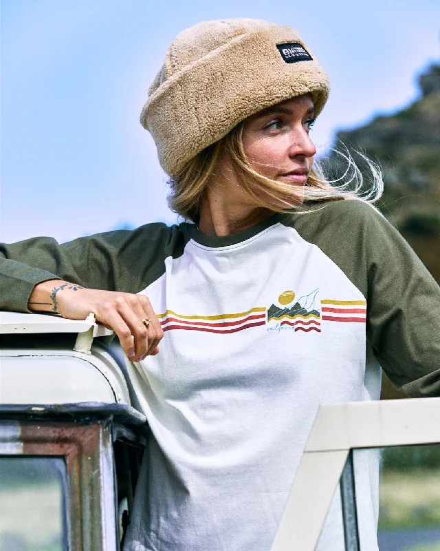 The Sale You’ve Been Waiting For!Winter Stripe - Womens Recycled Raglan T-Shirt - Cream